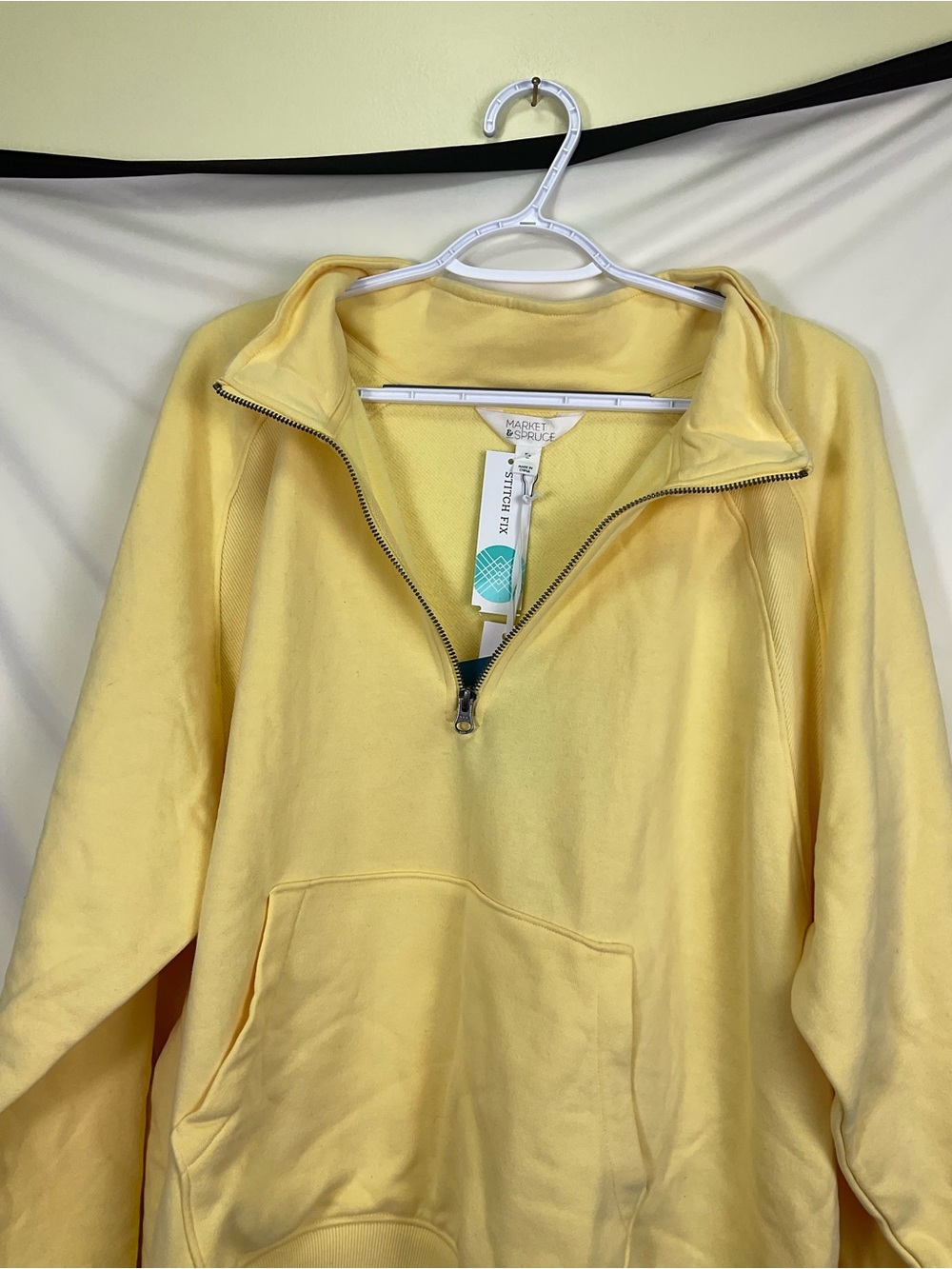 Market & Spruce Davis Raglan Fleece Quarter Zip Sweatshirt-Yellow - Picture 7 of 8